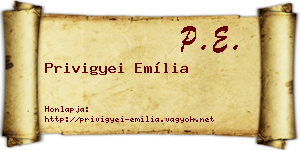 Privigyei Emília névjegykártya